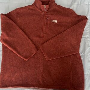 THE NORTH FACE | mens quarter zip fleece pullover burnt orange/burgundy xxl